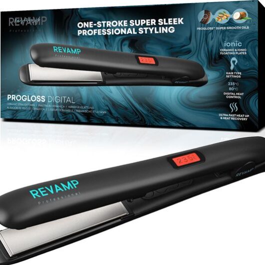 REVAMP Progloss Digital Ceramic Hair Straightener - Black