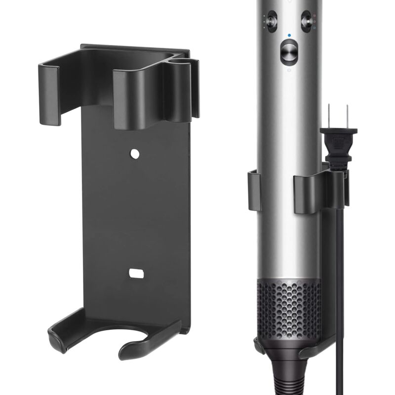 2PCS Holder Compatible with Dyson Airwrap, Metal Wall Mount for Curling Iron, Straightener, Aluminum (Black) - Ccykxa