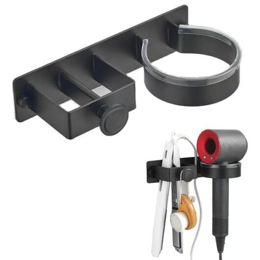 Csparkv - Hair Dryer Holder, Hair Dryer and Straightener Holder, Hair Dryer Holder without Drilling, Stainless Steel Hair Dryer Holder Wall Mounted,