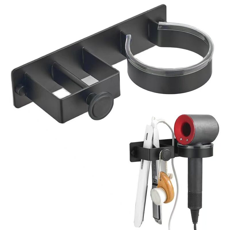 Csparkv - Hair Dryer Holder, Hair Dryer and Straightener Holder, Hair Dryer Holder without Drilling, Stainless Steel Hair Dryer Holder Wall Mounted,