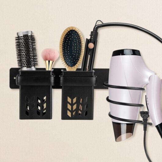 Csparkv - Hair Dryer Holder, Wall Mounted Hair Dryer Holder with Storage Rack, Hair Dryer Holder for Bathroom Bedroom Hotel.