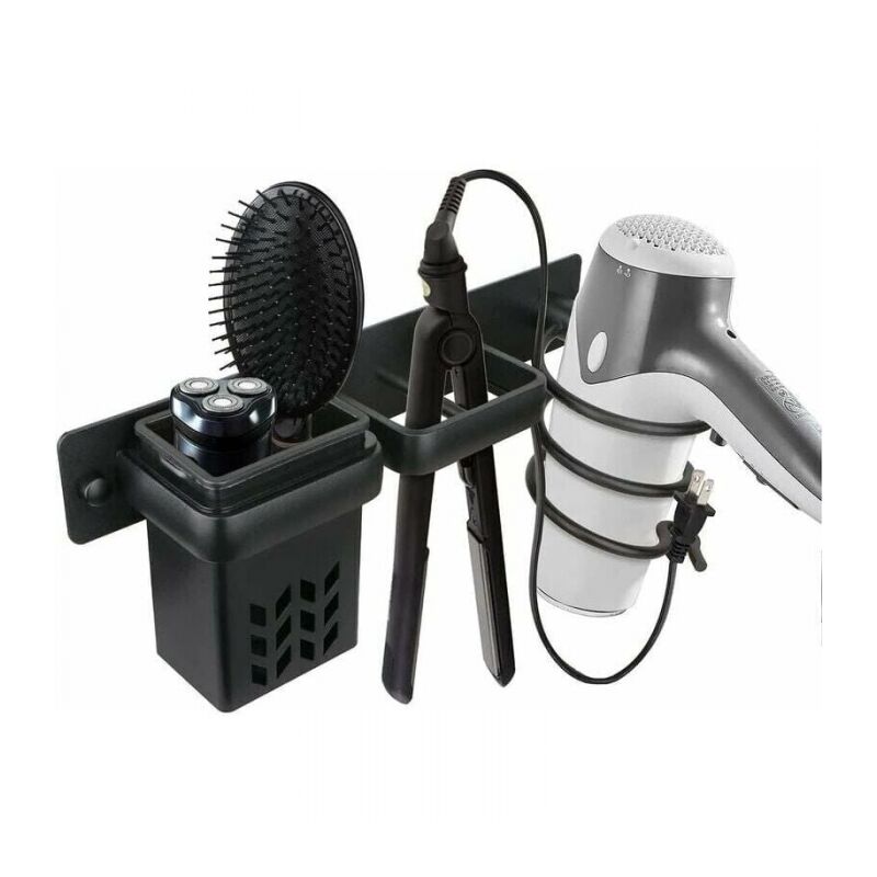 Cyslmuk - Hair Dryer Bathroom Storage Holder Accessories Organizer Stand Set And Hair Straightener Accessory Wall Mounted Professional Aluminum