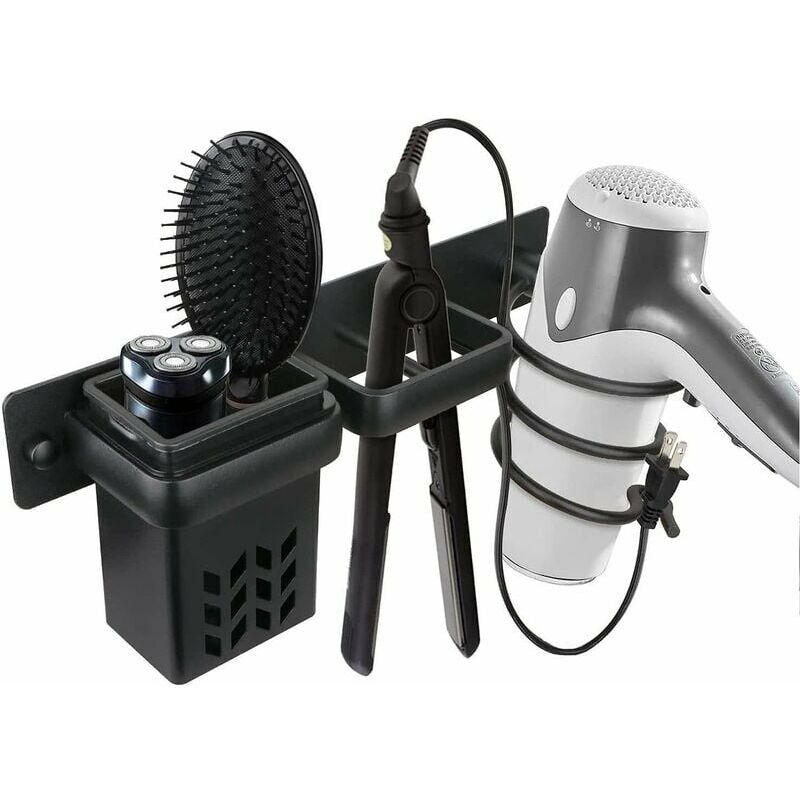 Hair Dryer Bathroom Storage Rack Accessories Holder Organizer Set and Hair Straightener Professional Aluminum Wall Mount Accessories, Shelf with