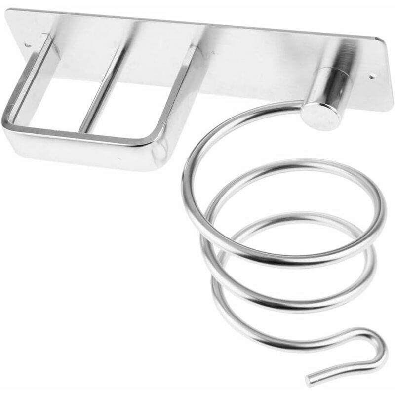 Hair Dryer Holder, Wall-Mounted Aluminum Hair Dryer Holder and Straightener