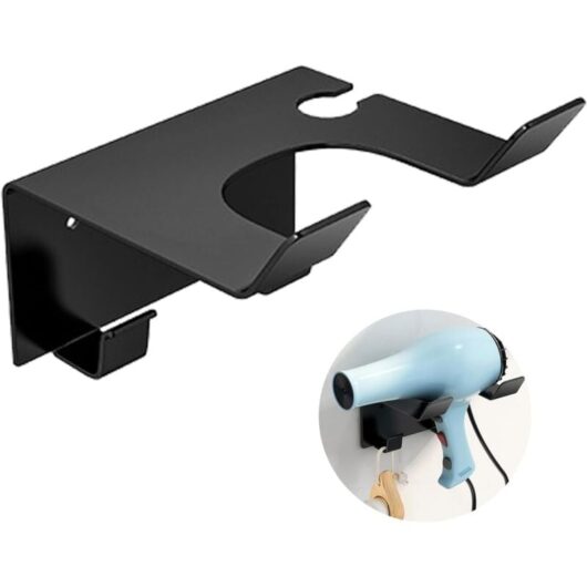 Ccykxa - Hair Dryer Holder, Glue + Screw Double Installation Stainless Steel Hair Dryer Holder No Drilling Universal Wall Mount Hair Dryer Holder