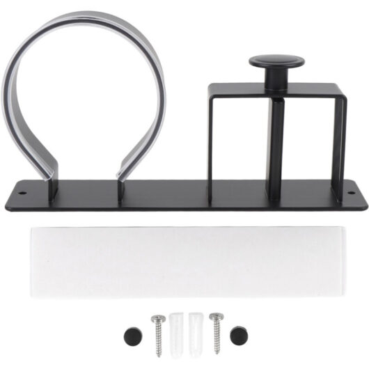 Groofoo - Hair Dryer Holder Aluminum Space Saving Stable Structure Blow Dryer Hair Straightener Holder Stand for Home Bathroom Black