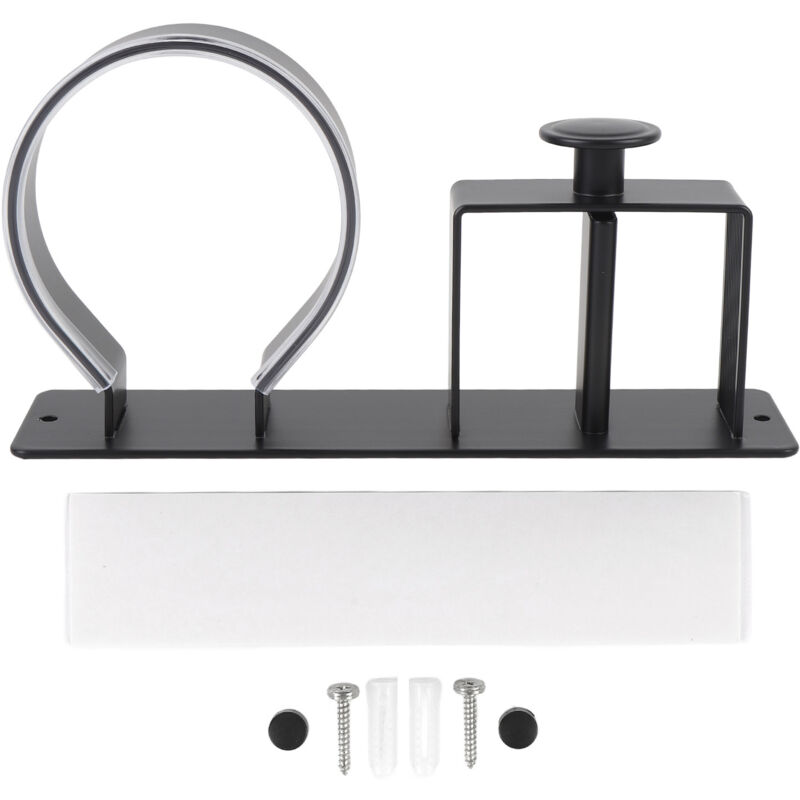 Groofoo - Hair Dryer Holder Aluminum Space Saving Stable Structure Blow Dryer Hair Straightener Holder Stand for Home Bathroom Black
