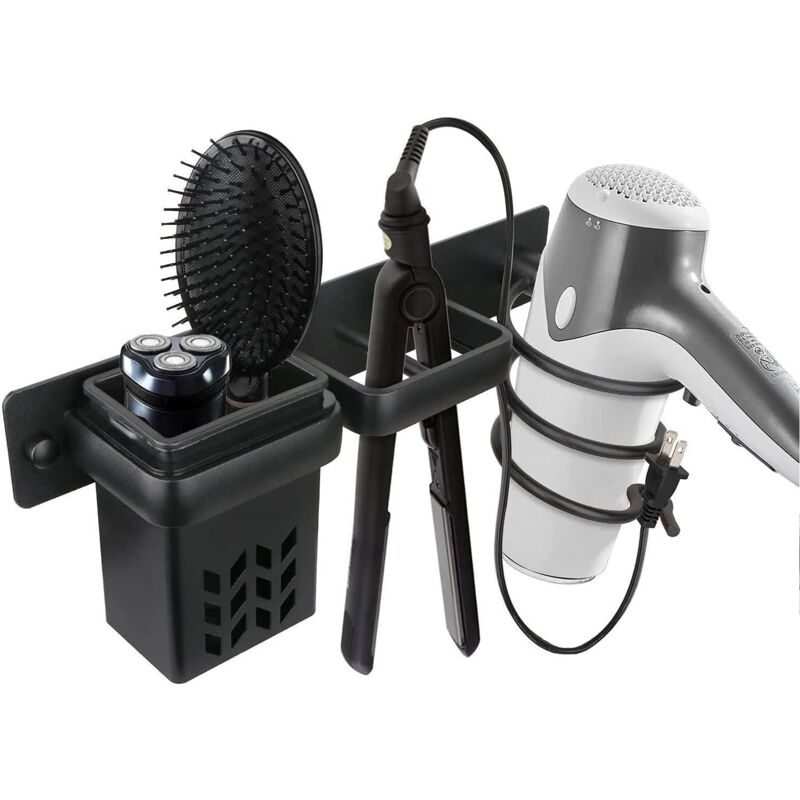 Ikodm - Hair Dryer Bathroom Storage Holder Accessories Organizer Set and Straightener Professional Wall Mounted Aluminum Accessory for,Shelf with