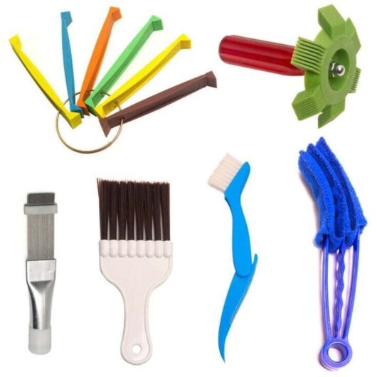 Ymyny - Piece Set Air Conditioner Cleaning Tool Set Fin Cleaning Brush Radiator Fin Straightener Air Conditioner Cleaning Kit at mumu