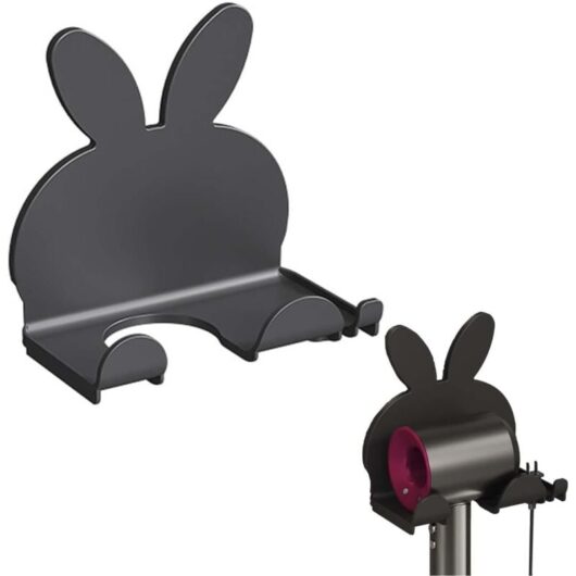 CCYKXA Wall Mounted Hair Dryer Holder, No Drilling Hair Dryer Hanger, Black Hair Dryer Storage, Hair Dryer Holder, Hair Straightener and Hair Dryer