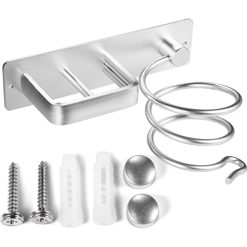 Tinor - Hair Dryer Holder, Aluminum Hair Dryer and Straightener Holder, Wall Mounted Hair Dryer Holder Storage Shelf for Bathroom Bedroom Hotel