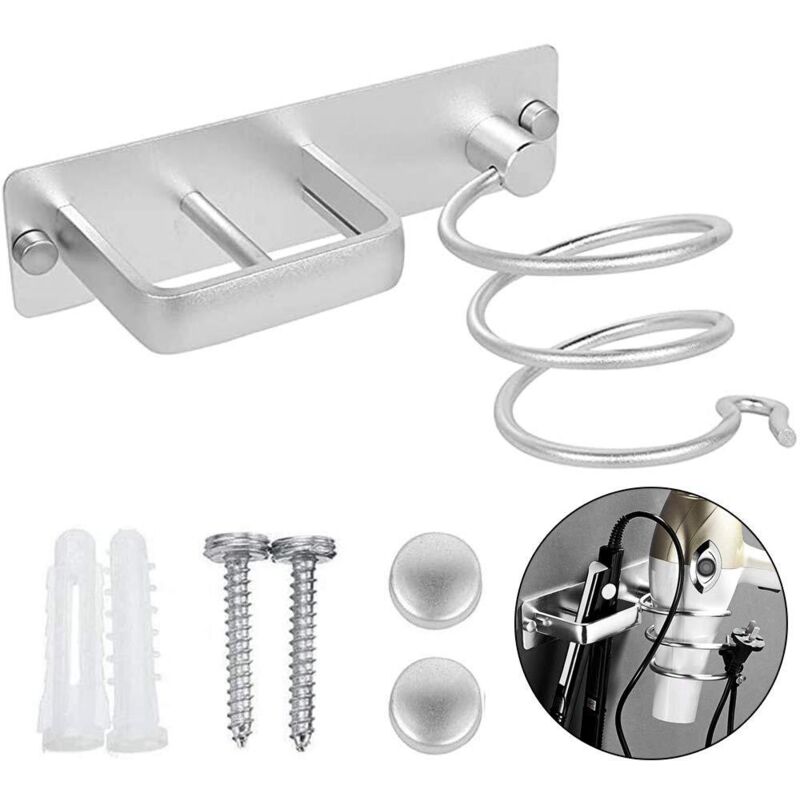 Tinor - Hair Dryer Holder, Aluminum Wall Mounted Hair Dryer Holder for Hair Straightener, Can Store Hair Dryer, Hair Straightener, Hair Brush, etc.,
