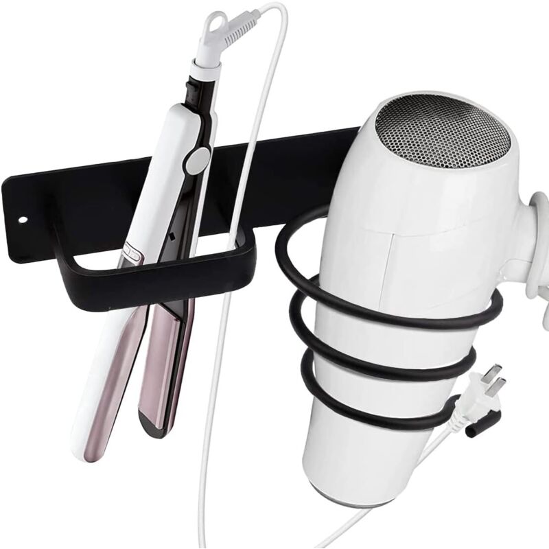 Tinor - Hair Dryer Holder Hair Dryer Stand and Straightener Holder Aluminum Hair Dryer Holders - for Bathroom, Toilet, Hair Dryer, Straightener