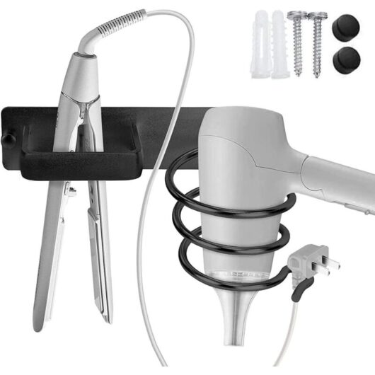Tinor - Wall Mounted Hair Dryer Holder Aluminum Hair Straightener Holder Wall Mount Hair Dryer Organizer Hair Dryer Holder for Hotel, Bathroom, Hair
