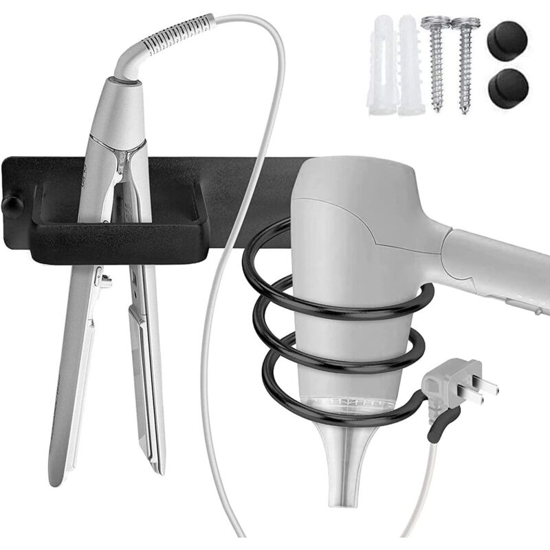 Tinor - Wall Mounted Hair Dryer Holder Aluminum Hair Straightener Holder Wall Mount Hair Dryer Organizer Hair Dryer Holder for Hotel, Bathroom, Hair