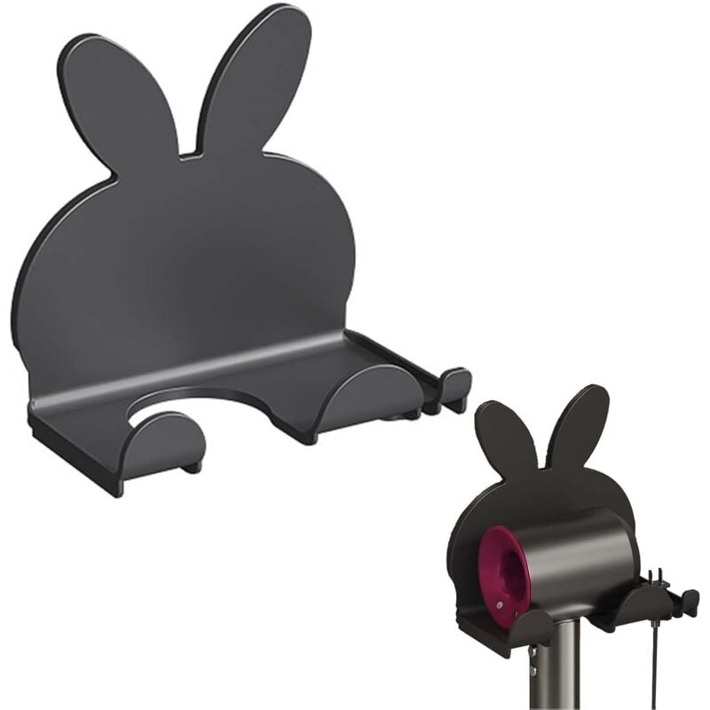 Csparkv - Wall Mounted Hair Dryer Holder, No Drilling Hair Dryer Hanger, Black Hair Dryer Storage, Hair Dryer Holder, Hair Straightener and Hair