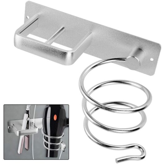 Hair Dryer Straightener Holder With Cable Tidy, Wall Mounted Spiral Shelf Hairdryer Hanger Station Straightener Organizer Blow Storage Bracket with
