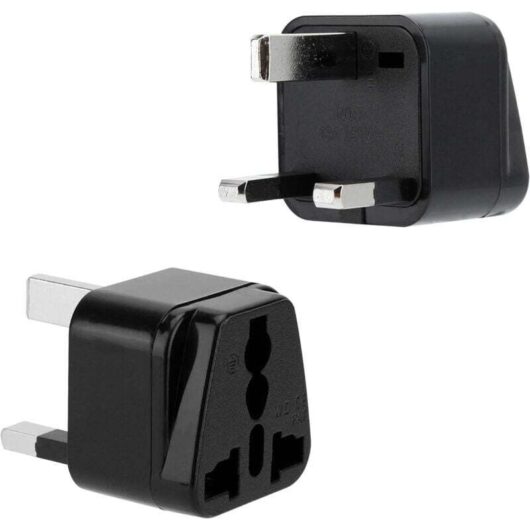 Black Plug Adapters - Set of 2 Type G Travel Adapters for Germany, Italy, Spain and France - Converter Device