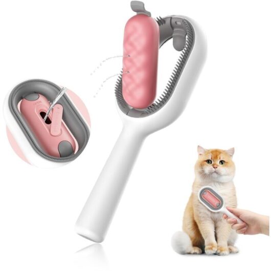 Cat brush with water tank, pet hair removal comb, dog hair straightening brushes, cat grooming tool, removes loose and matted undercoat (long hair)