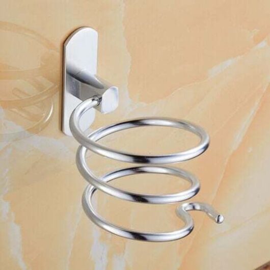 Spiral Hair Dryer Holder, Aluminum Wall Mount for Hair Dryers and Straighteners, Drill-Free Installation, Cord Organizer for Kitchen and Bathroom,