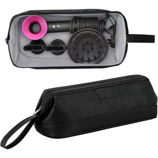 Universal zippered storage bag for hair dryers, compatible with Dyson Supersonic and Dyson Airwrap Styler hair dryer accessories, portable travel