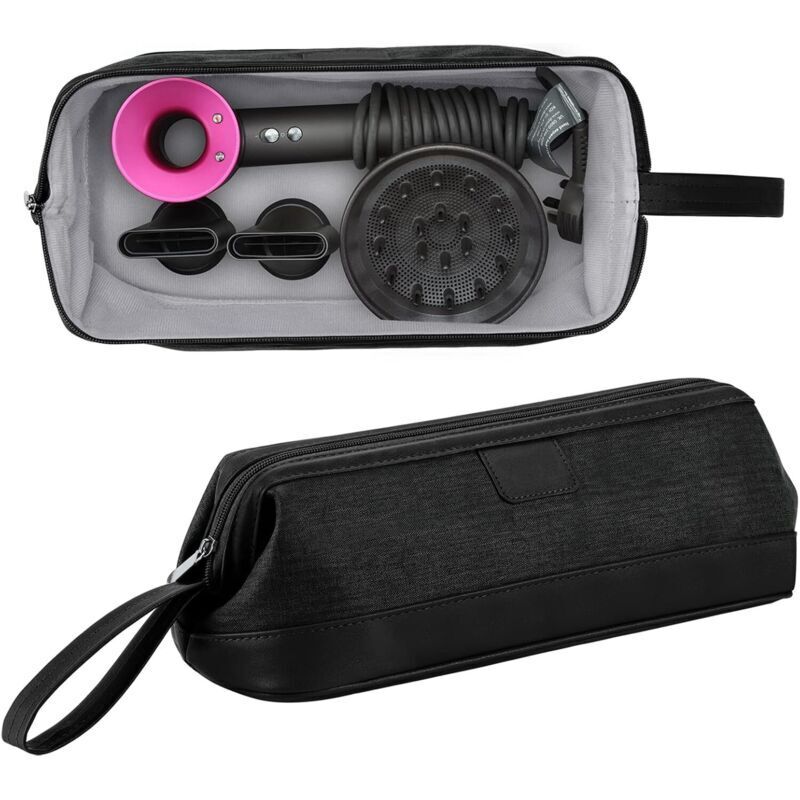 Universal zippered storage bag for hair dryers, compatible with Dyson Supersonic and Dyson Airwrap Styler hair dryer accessories, portable travel