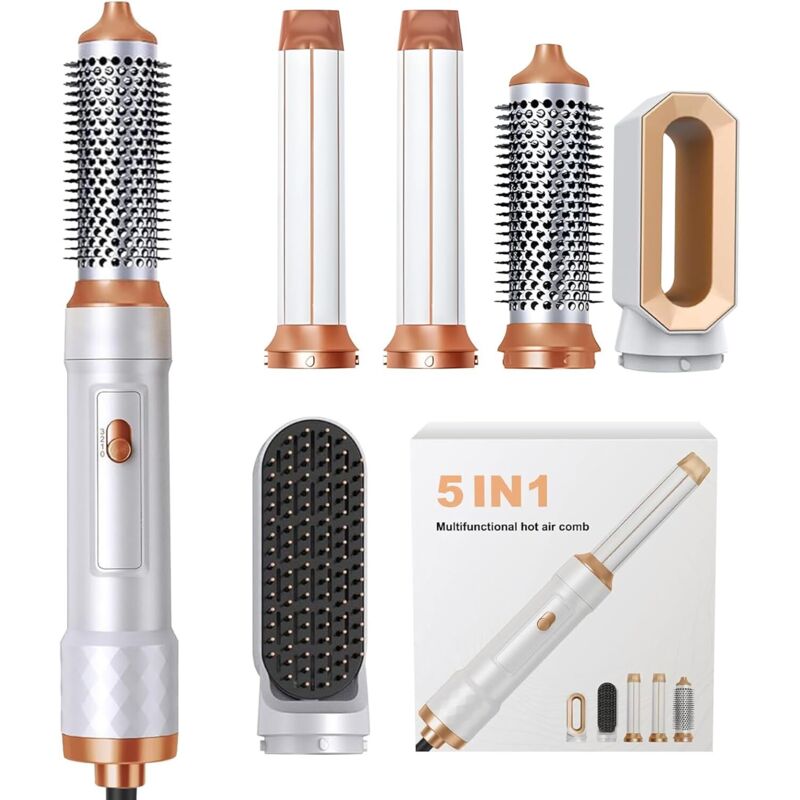 1000W Negative Ion Hot Air Brush, Multifunctional Styler with Automatic Curling Iron, Straightening Brush, Thermal Brush for Women: Drying,