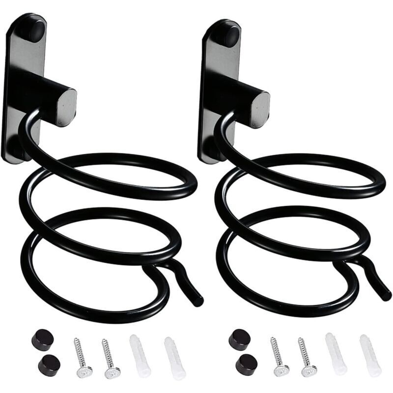 2pcs Wall Mounted Hair Dryer Holder, Aluminum Hair Straightener Holder, Wall Mount Hair Dryer Organizer, Hair Dryer Holder for Hotel, Bathroom, Hair