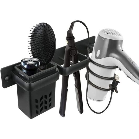 Bathroom Hair Dryer Storage Rack Accessories Holder Organizer Set And Hair Straightener Professional Aluminum Wall Mount Accessory,Shelf With Holes