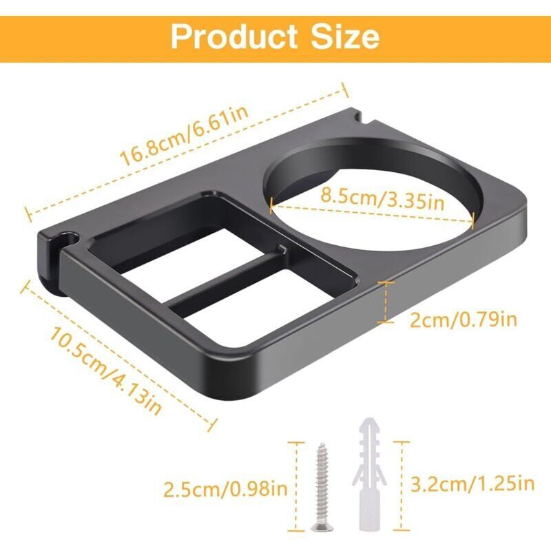 Black Universal Wall-Mounted Hair Dryer Holder, Hair Dryer and Straightener Holder with 3 Expansion Screws, Hair Dryer and Straightener Holder for