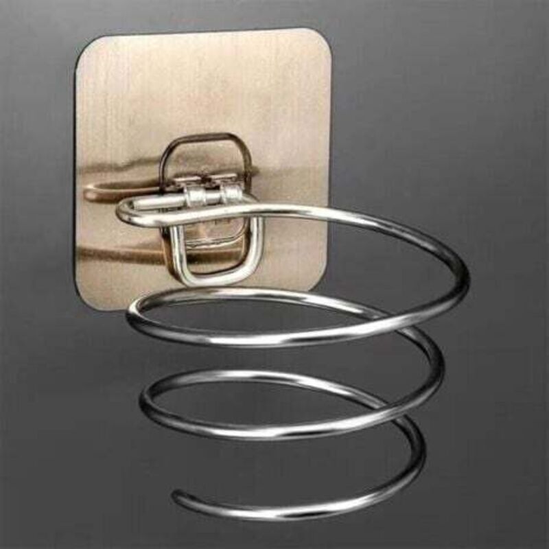 Hair Dryer Holder, Self-Adhesive Stainless Steel Wall Mount for Hair Dryers, No Drilling Required, Adhesive Fixings Included