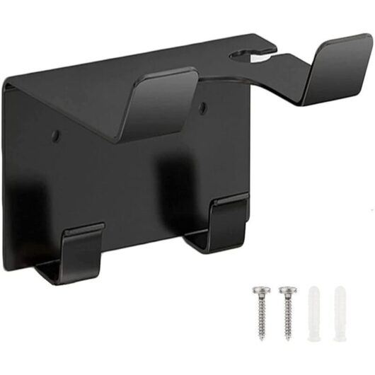 Hair Dryer Holder, Stainless Steel Hair Dryer Stand, Wall Mounted Hair Dryer Holder, Black Straightener Holder, Hair Dryer Stand for Bathroom, Hair