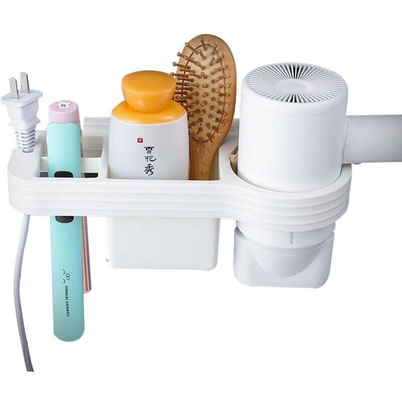 Hair Dryer Holder, Straightener Holder, Hair Dryer Holder with Cable Management, No-Drill Hair Dryer Holder, Wall Mount Hair Dryer Organizer with