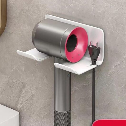 Hair Dryer Holder, Wall Mounted Hair Dryer Holder, Hair Dryer Stand, No Drilling Required, Hair Dryer and Straightener Holder, Fits Most Hair Dryers