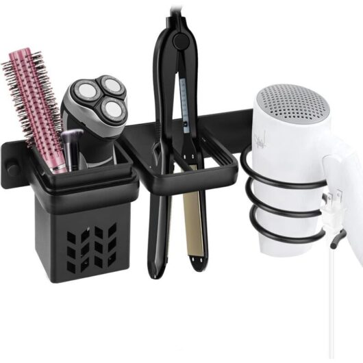 Hair Dryer Holder, Wall-Mounted Hair Dryer and Straightener Holder for Storing Hairbrushes, Hair Dryer, and Straightener for Bathroom, Hotel,