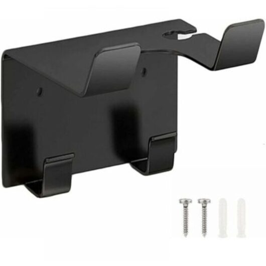 Hair dryer holder, stainless steel hair dryer stand, wall-mounted hair dryer holder, black hair straightener holder