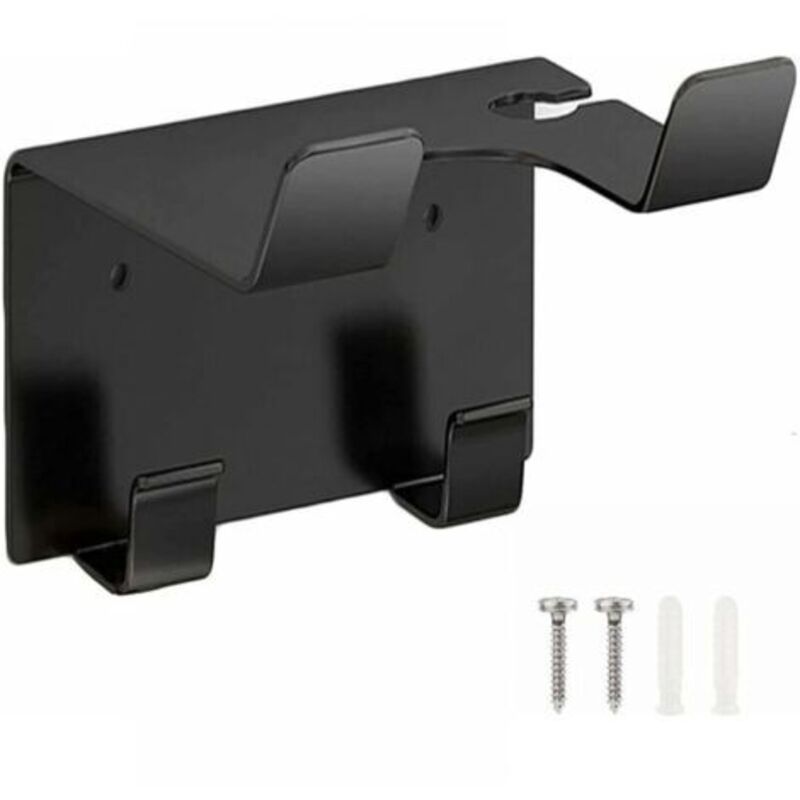Hair dryer holder, stainless steel hair dryer stand, wall-mounted hair dryer holder, black hair straightener holder