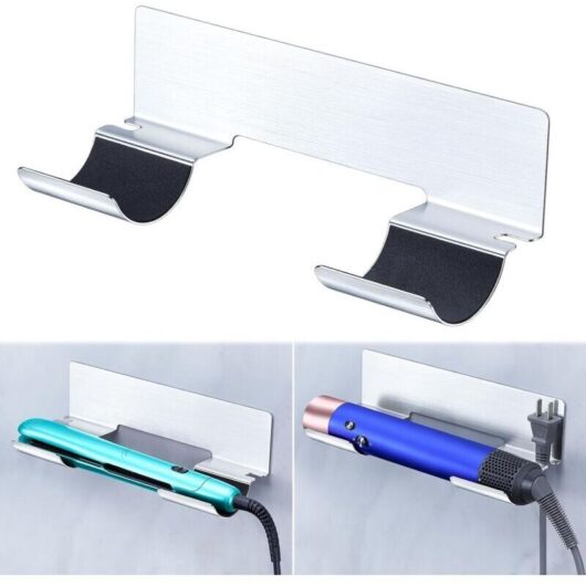 Wall-Mounted Hair Dryer Holder, Stainless Steel Hair Dryer and Straightener Holder, No-Drill Hair Straightener Holder, Wall Mount for Hair