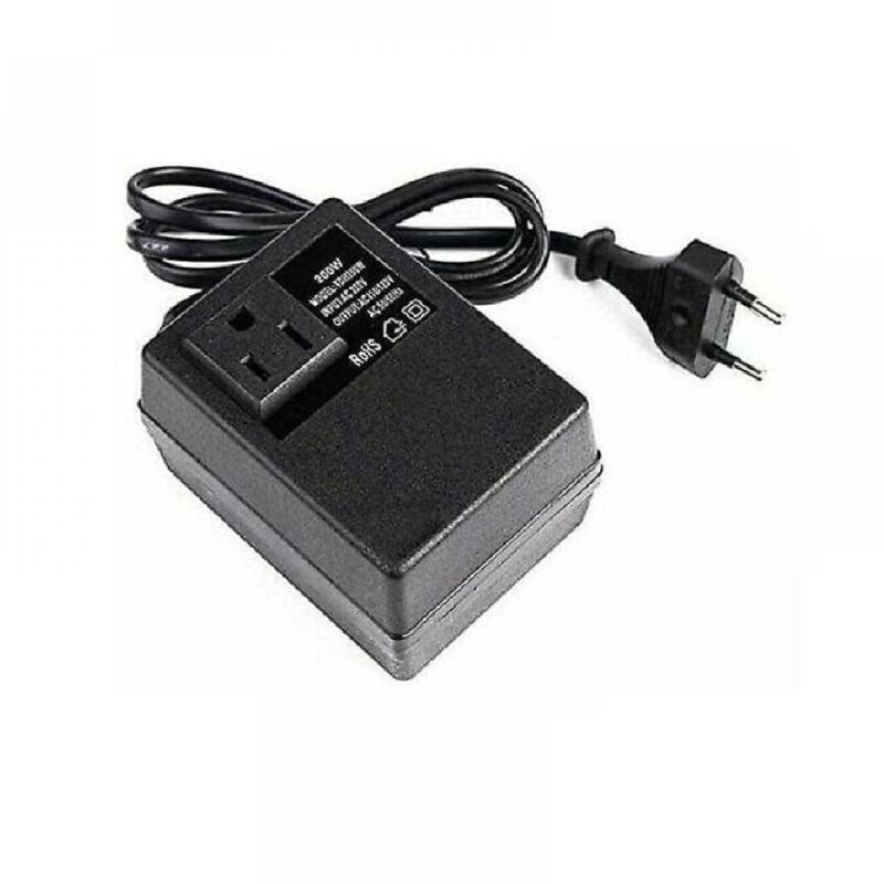 200W Voltage Converter EU to US Step-Down Transformer 220V to 110V Travel Adapter Single Phase EU Plug