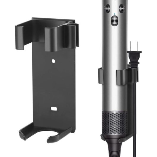 Compatible with Dyson, Metal Wall Mount for Curling Iron/Straightener, Aluminum (Black)