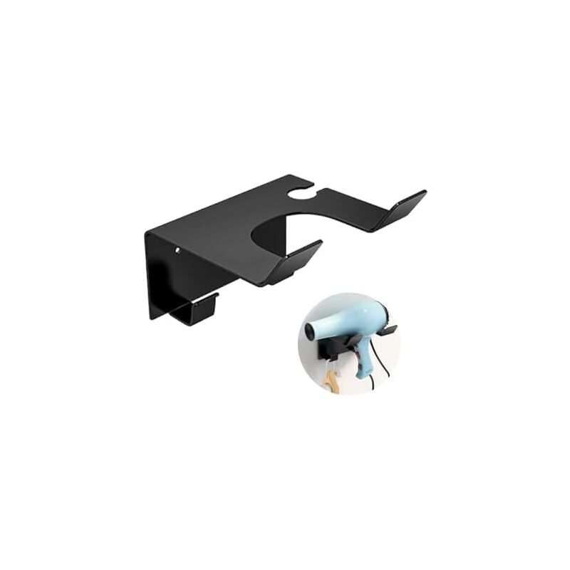 Csparkv - Hair Dryer Holder, Glue + Screw Double Installation Stainless Steel Hair Dryer Holder No Drilling Universal Wall Mount Hair Dryer Holder