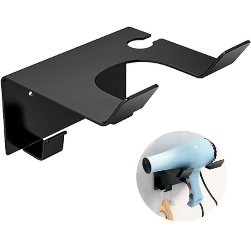 Hair Dryer Holder, Adhesive + Screws, Double Installation, Stainless Steel Hair Dryer Holder, No Drilling Required, Universal Wall Mount for Hair