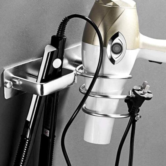 Hair Dryer Holder, Hair Dryer Stand and Straightener Holder, Aluminum Hair Dryer Holders - for Bathroom, Toilet, Hair Dryer, Straightener (silver,