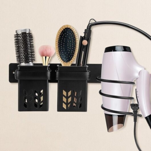 Hair Dryer Holder, Wall Mounted Hair Dryer Holder with Storage Rack, Hair Dryer Holder for Hotel Bedroom Bathroom.