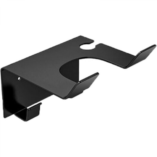 Hair dryer holder, no drilling required, black adhesive hair dryer holder with two hooks, suitable for hotel bathrooms (with adhesive)