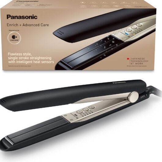 PANASONIC Nanoe EH-HS0E Hair Straightener - Black & Champagne Gold
