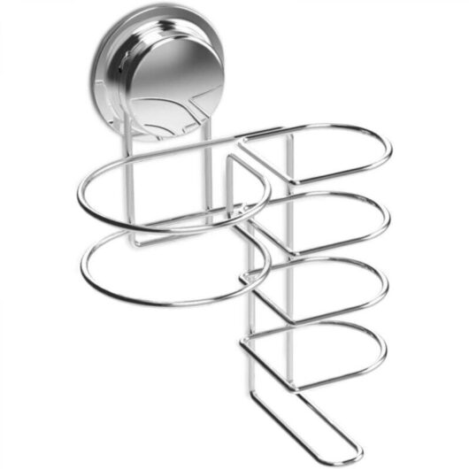 Screwless wall-mounted suction cup holder for hair straighteners - Bathroom storage