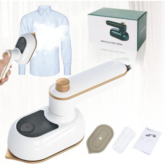 Steam hair straightener, mini steam iron, 30-second fast heat-up, 50ml water tank, 90° and 180° swivel, steam cleaner, vertical ironing - white