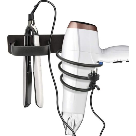 Wall-mounted holder for hair dryers and straighteners - space-saving bathroom