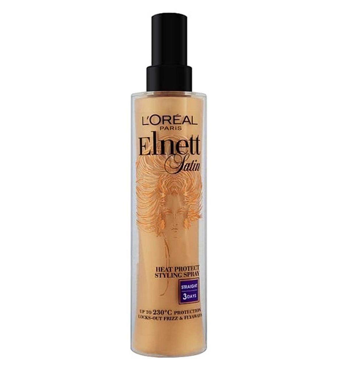 L'Oreal Elnett Styling Spray, For Heat Protect Straight Hair Shine Anti Frizz & Flyaways, 170ml
